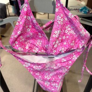 Bright Pink Floral Triangle Bikini Set by BRIGHT New w/out tags